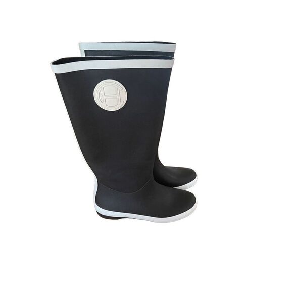 Cole Haan Womens Black Patent Leather Waterproof Tall Rain Boots Size 6 - Picture 4 of 10